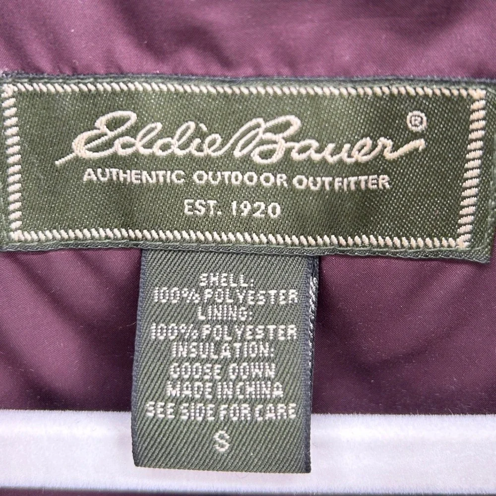 Eddie Bauer Womens Goose Down Puffer Vest‎ Maroon Burgundy Diamond Quilted Small